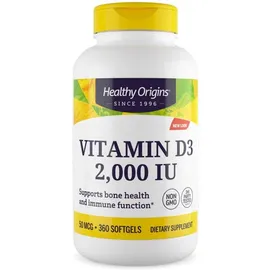 Healthy Origins, Vitamin D3, 2000 IU, 360 Weichkapseln