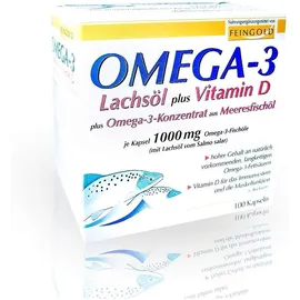 Omega 3 Lachsöl Plus Vitamin D Plus Omega 3 Konzentrat 100 Kapseln