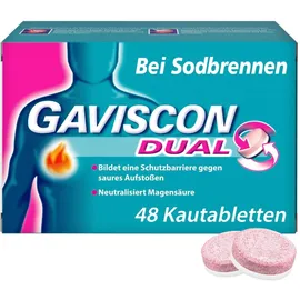 Gaviscon Dual 250 mg - 106,5 mg - 187,5 mg 48 Kautabletten