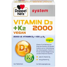 Doppelherz Vitamin D3 2000 I.E. + K2 system 120 Tabletten