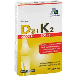 Vitamin D3 + K2 2000 I.E. +100 µg 120 Tabletten