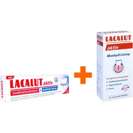 Lacalut Aktiv Zahnfleischschutz & Sanftes Weiss 75 ml Zahnpasta + Aktiv Mundspüllösung 300 ml