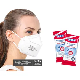 Atemschutzmaske FQ66 FFP2 10 Stück + gratis SOS Desinfektionstücher 20 Stück