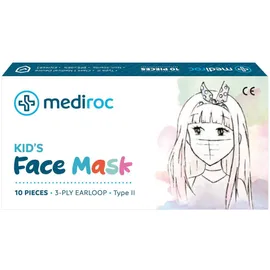 Kinder Mund-Nasen-Gesichtsmaske 3-lagig mit Nasenbügel 10 Stück