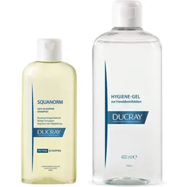 Ducray Squanorm fettige Schuppen 200 ml Shampoo + gratis Hygiene Gel zur Handdesinfektion 400 ml