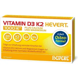 Vitamin D3 K2 Hevert plus Calcium und Magnesium 1000 I.E. 60 Kapseln