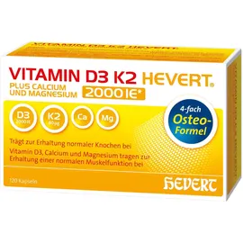 Vitamin D3 K2 Hevert plus Calcium und Magnesium 2000 I.E. 120 Kapseln
