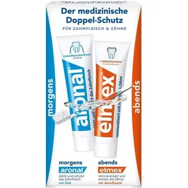 Aronal und Elmex Mini Doppelschutz Zahnpasta 2 X 12 ml