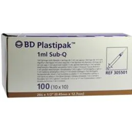 BD Plastipak Spr.1 ml Sub-Q 26 G 1/2 ein 100 ml