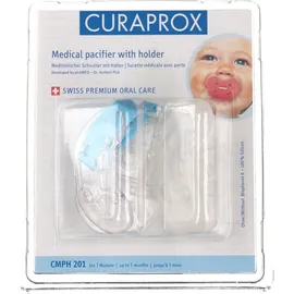 Curaprox® Cmph 201 Medizinischer Schnuller bis 7 Monate + Halter