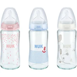 NUK First Choice Plus Babyflasche 240ml mit Silikonsauger für Milch, 0-6 Monate (Farbe nicht wählbar)