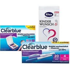 Clearblue Fertilitätsmonitor 2.0 und Teststäbchen + Ritex Kinderwunsch Gleitmittel