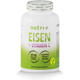 Eisen + Vitamin C - mit 20mg Eisen und 40mg natürlichem Vitamin C pro Tablette - 240 Kapseln