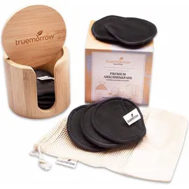 truemorrow Waschbare Premium Abschminkpads aus Bambus weiß mit Bambus-Box