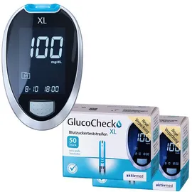 GlucoCheck XL Starter-Set mit 110 Blutzuckerteststreifen