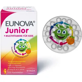 Eunova Junior Kautabletten mit Orangengeschmack 100 Stück + gratis Pop It Fidge-Toy